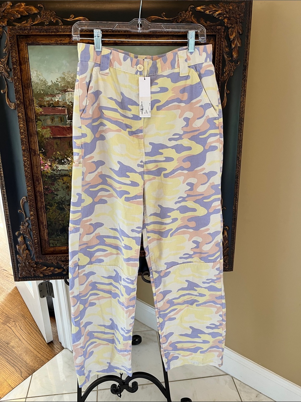 Topshop Pastel Camo Cargo Pants in Lavender, Yellow & Peach